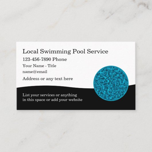Moderne, einfache Pool Service Business Cards Visitenkarte (Vorderseite)