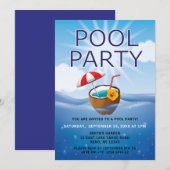 Moderne einfache Poolparty Einladung (Vorne/Hinten)