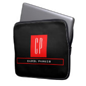 Moderne einfache professionelle Monogramm-Name Laptopschutzhülle (Vorderseite Links)