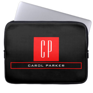 Moderne einfache professionelle Monogramm-Name Laptopschutzhülle