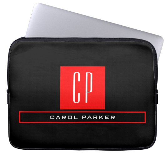 Moderne einfache professionelle Monogramm-Name Laptopschutzhülle (Vorderseite)