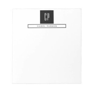 Moderne einfache professionelle Monogramm-Namenssc Notizblock