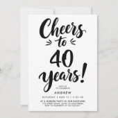 Moderne einfache Prost auf die 40er Tinten-Script- Einladung (Vorderseite)