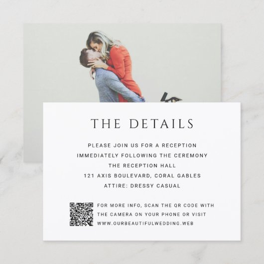 Moderne einfache QR-Code-Foto-Hochzeit Begleitkarte (Vorne/Hinten)