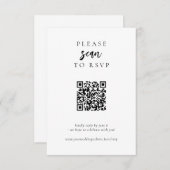 Moderne, einfache QR Code Hochzeit RSVP Karte (Vorne/Hinten)