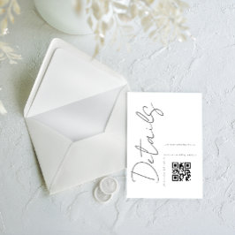 Moderne, einfache QR-Code-Hochzeitdetails Begleitkarte