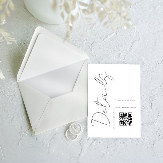 Moderne, einfache QR-Code-Hochzeitdetails Begleitkarte