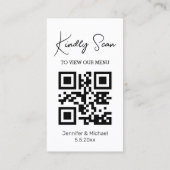moderne, einfache Qr-Code-Karte für Hochzeitsmenüs Begleitkarte (Rückseite)