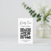 moderne, einfache Qr-Code-Karte für Hochzeitsmenüs Begleitkarte (Stehend Vorderseite)