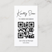 moderne, einfache Qr-Code-Karte für Hochzeitsmenüs Begleitkarte (Vorderseite)