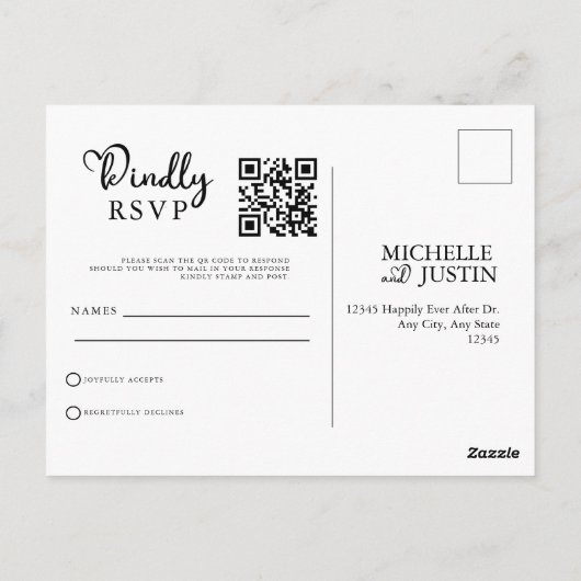 Moderne, einfache QR Code UAWG Pos für Minimalisti Postkarte (Rückseite)