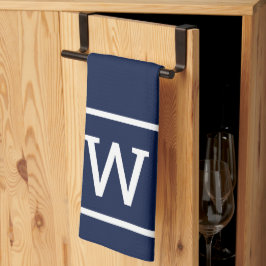 Moderne einfache quadratische Umrandung Monogramm Geschirrtuch