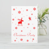 Moderne, einfache Red Moose Snowflakes Einladung (Stehend Vorderseite)