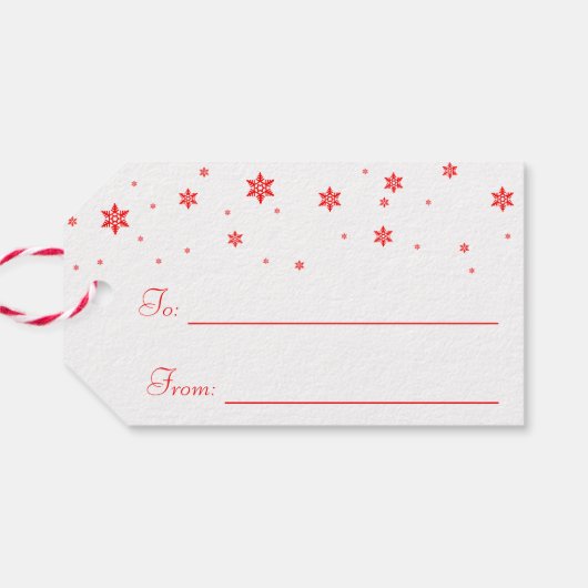 Moderne, einfache Red Moose Snowflakes Geschenkanhänger (Rückseite Horizontal)