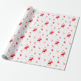 Moderne, einfache Red Moose Snowflakes Geschenkpapier