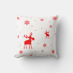Moderne, einfache Red Moose Snowflakes Kissen