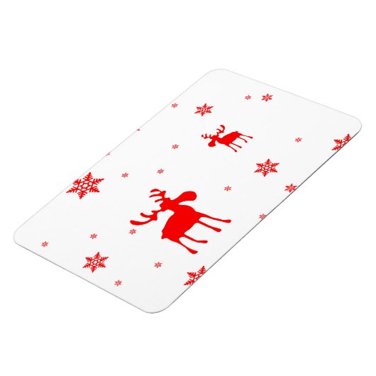 Moderne, einfache Red Moose Snowflakes Magnet (Linke Seite)