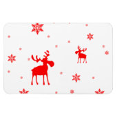 Moderne, einfache Red Moose Snowflakes Magnet (Horizontal)