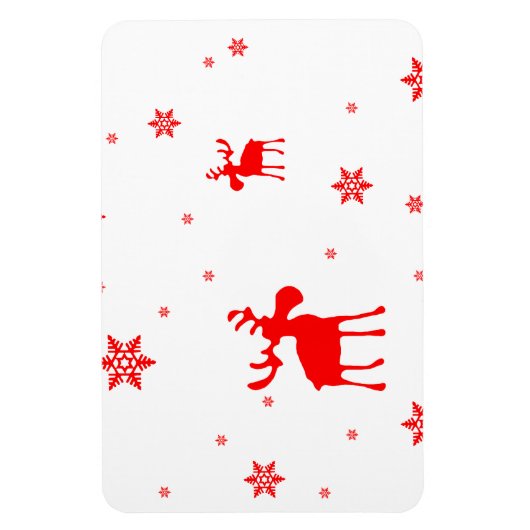 Moderne, einfache Red Moose Snowflakes Magnet (Vertikal)