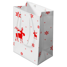 Moderne, einfache Red Moose Snowflakes Mittlere Geschenktüte
