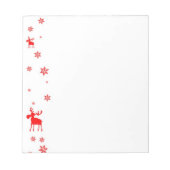Moderne, einfache Red Moose Snowflakes Notizblock (Vorderseite)