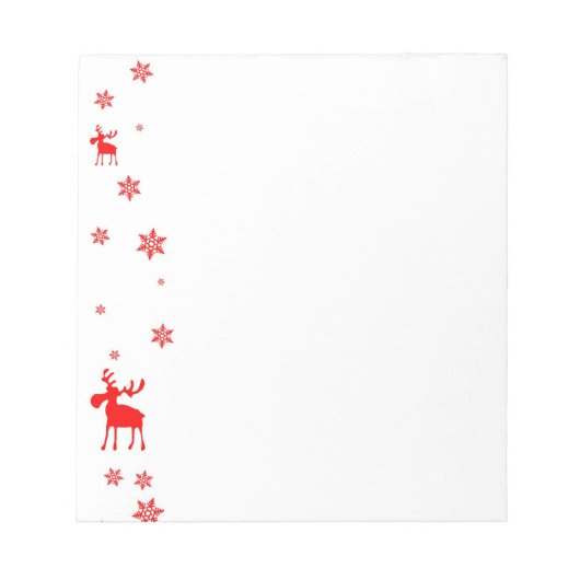 Moderne, einfache Red Moose Snowflakes Notizblock (Vorderseite)