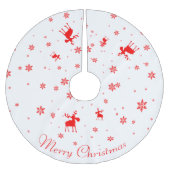 Moderne, einfache Red Moose Snowflakes Polyester Weihnachtsbaumdecke (Vorderseite)