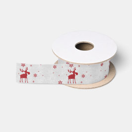 Moderne, einfache Red Moose Snowflakes Satinband