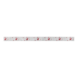 Moderne, einfache Red Moose Snowflakes Satinband