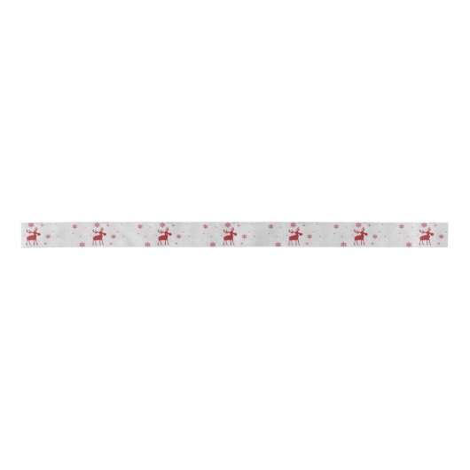 Moderne, einfache Red Moose Snowflakes Satinband (Vorderseite)