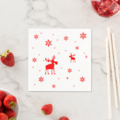 Moderne, einfache Red Moose Snowflakes Serviette (Beispiel)