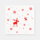 Moderne, einfache Red Moose Snowflakes Serviette (Vorderseite)