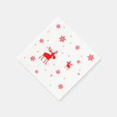 Moderne, einfache Red Moose Snowflakes Serviette (Ecke)