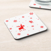 Moderne, einfache Red Moose Snowflakes Untersetzer (Linke Seite)