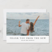 Moderne, einfache romantische Foto Hochzeit Dankeskarte (Vorderseite)