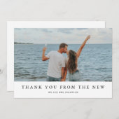 Moderne, einfache romantische Foto Hochzeit Dankeskarte (Vorne/Hinten)