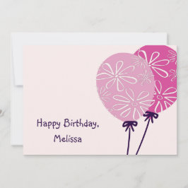 Moderne einfache rosa Balloons Happy Birthday Card Einladung