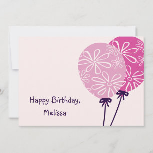 Moderne einfache rosa Balloons Happy Birthday Card Einladung