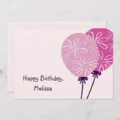 Moderne einfache rosa Balloons Happy Birthday Card Einladung (Vorne/Hinten)