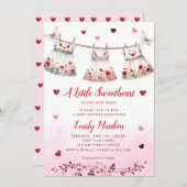 Moderne einfache rosa Boho Kleidung Girl Baby Dusc Einladung (Vorne/Hinten)