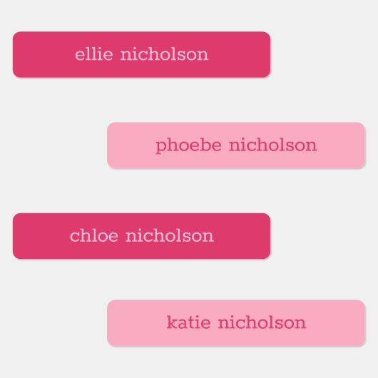 Moderne, einfache rosa, gürtelfeste Namensschilder Etiketten (Gruppe)