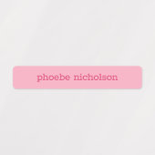 Moderne, einfache rosa, gürtelfeste Namensschilder Etiketten (Design 2)