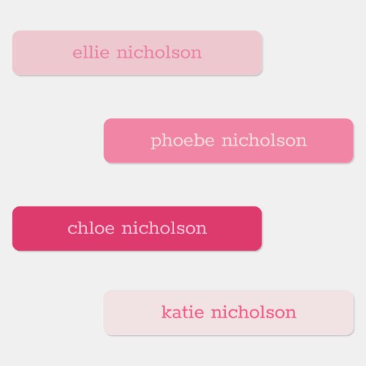 Moderne, einfache rosa, gürtelfeste Namensschilder Etiketten (Gruppe)
