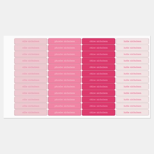 Moderne, einfache rosa, gürtelfeste Namensschilder Etiketten (Blatt)