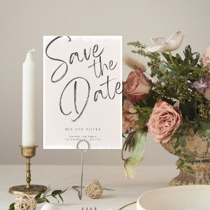 Moderne einfache rosa Kalligrafie Save The Date Einladung