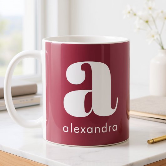 Moderne einfache rosa Monogramm Anfangsbuchstabe N Kaffeetasse