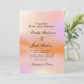 Moderne, einfache Rosa Orange Retro Hochzeitseinla Save The Date (Stehend Vorderseite)
