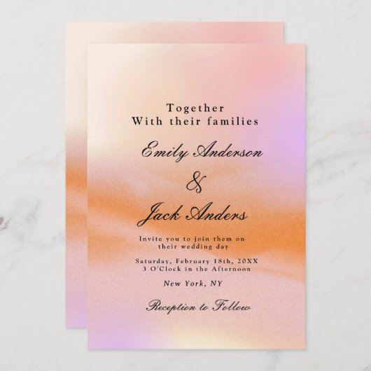 Moderne, einfache Rosa Orange Retro Hochzeitseinla Save The Date (Vorne/Hinten)
