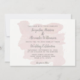 Moderne, einfache Rosa Pinselstriche Wasserfarben  Einladung