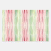 Moderne, einfache rosa und grüne Aquarellstreifen Geschenkpapier Set (Vorderseite 2)